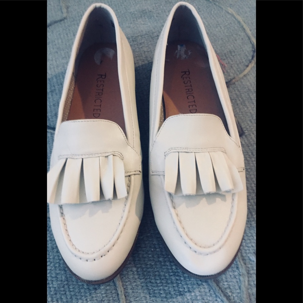 Off white leather loafers